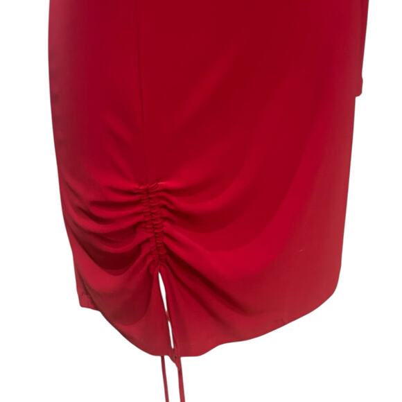 Vintage Red One Shoulder Mini Bodycon Stretch Dress Asymmetrical / Medium – - Picture 3 of 4